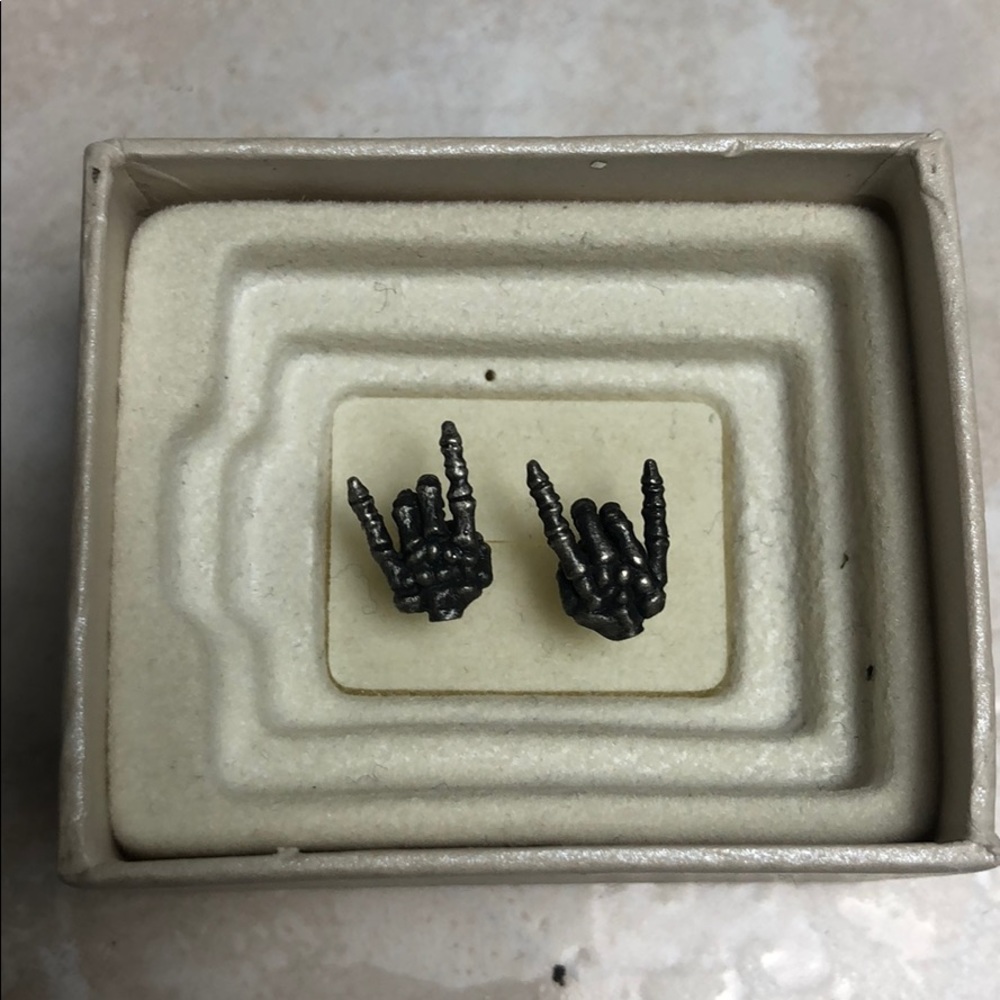 One of a Kind Skeleton Rock Earrings
